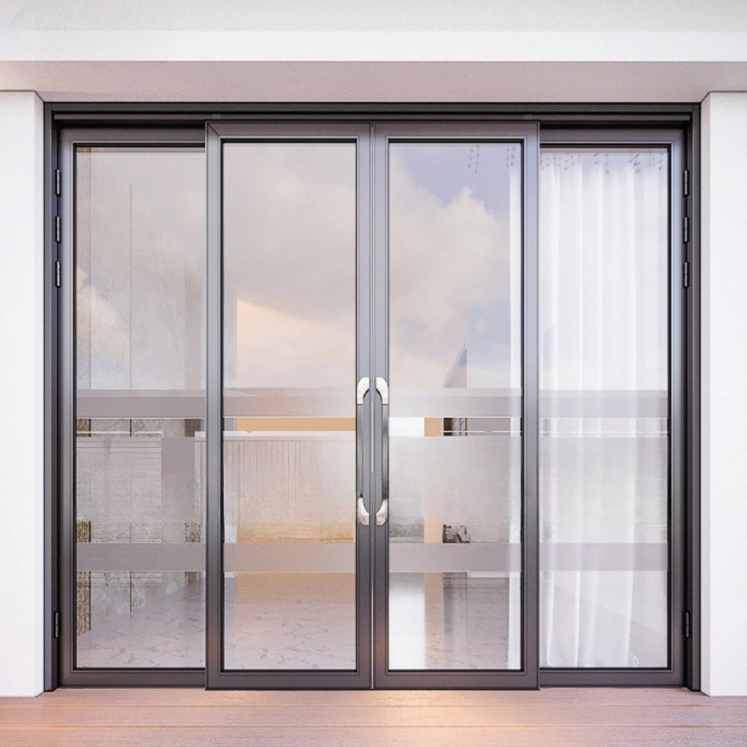 CỬA TRƯỢT QUAY 4 CÁNH MÀU NÂU CÀ PHÊ