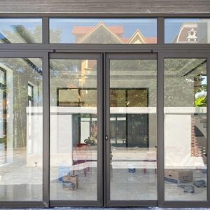 CỬA TRƯỢT QUAY 4 CÁNH MÀU XÁM GHI