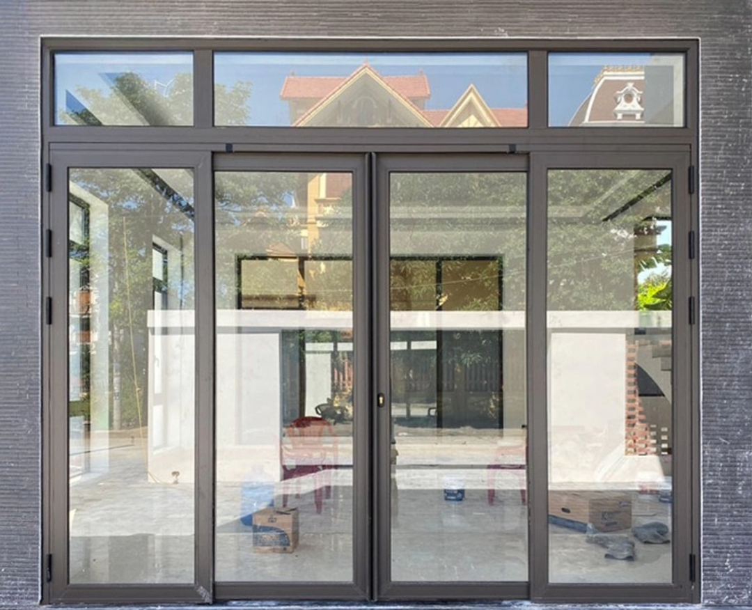 CỬA TRƯỢT QUAY 4 CÁNH MÀU XÁM GHI