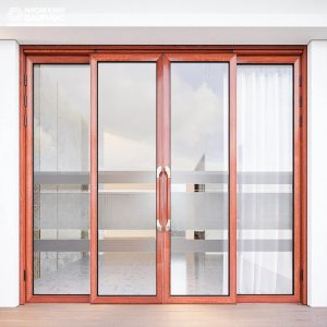 CỬA TRƯỢT QUAY 4 CÁNH MÀU VÂN GỖ