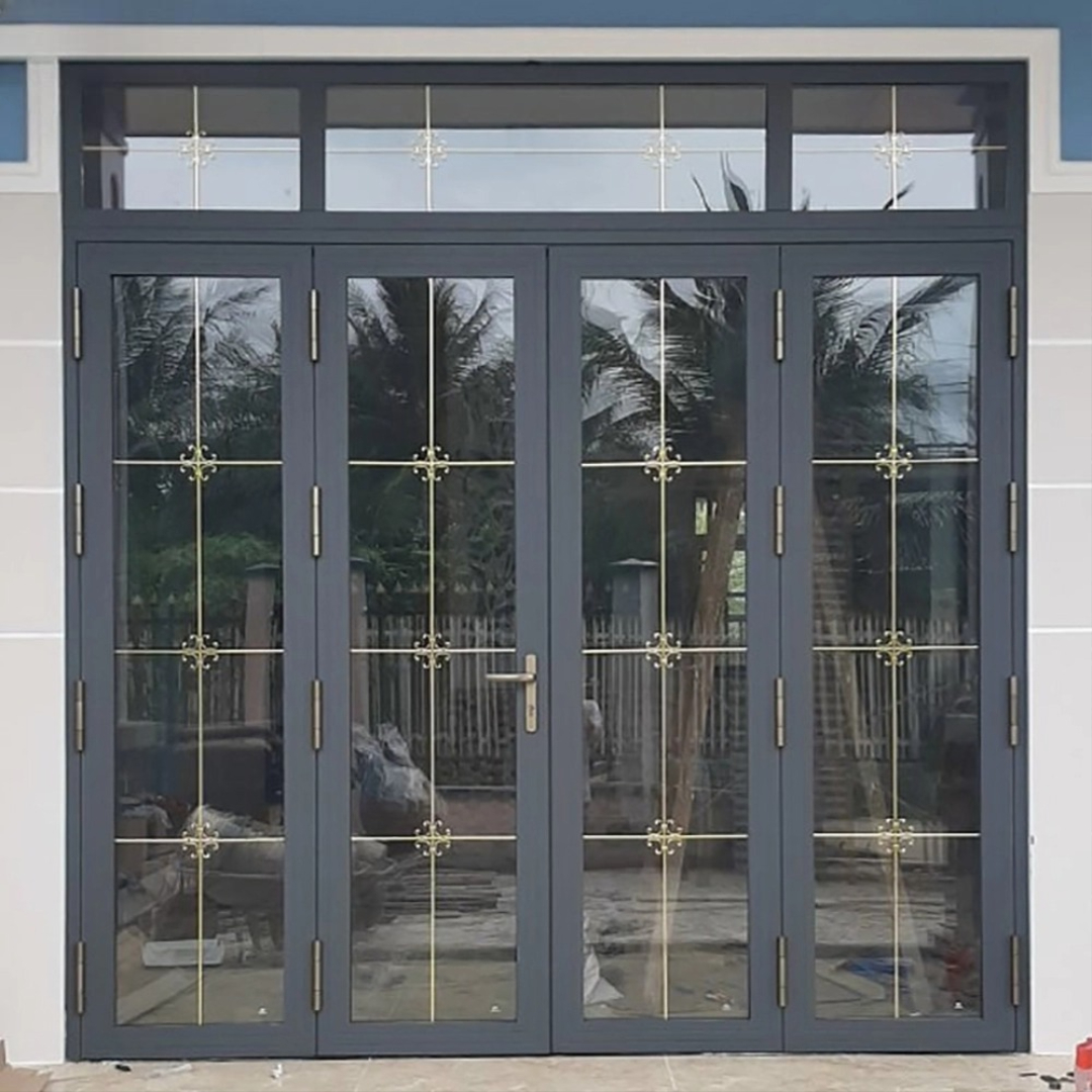 CỬA NHÔM XINGFA 4 CÁNH MÀU XÁM GHI